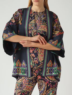5. Kimono donna in seta Navy-Fantasia