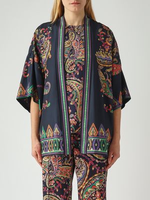1. Kimono donna in seta Navy-Fantasia