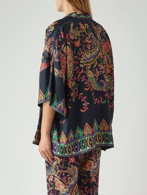 4. Kimono donna in seta Navy-Fantasia