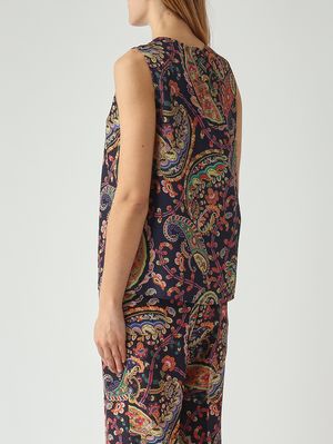 4. Damenbluse aus Cady Navy-Muster