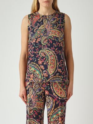 1. Damenbluse aus Cady Navy-Muster