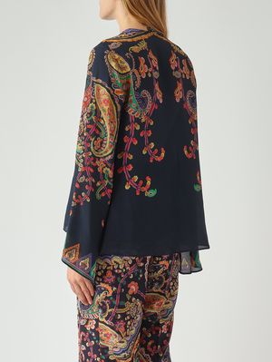 4. Blusa de seda para mujer Azul marino-Fantasía