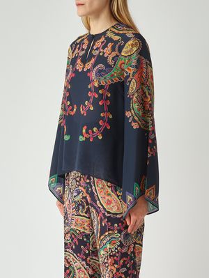 3. Blusa de seda para mujer Azul marino-Fantasía