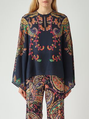 1. Blusa de seda para mujer Azul marino-Fantasía