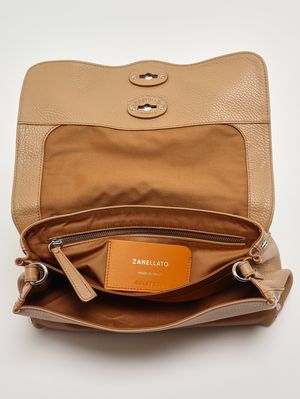 4. Borsa donna Postina Daily S in pelle martellata Brown Cantucci