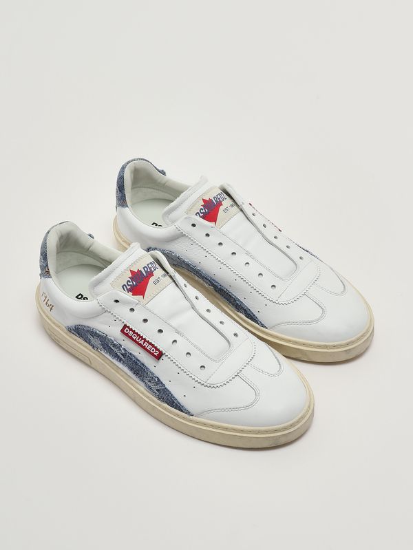 2. Zapatillas para hombre Rider de piel Blanco Dsquared2 snm047111508754