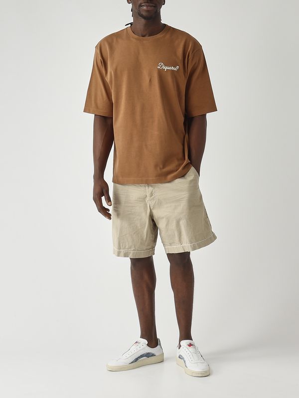 2. Short homme en sergé de coton extensible Crème Dsquared2 s74mu0956s35175