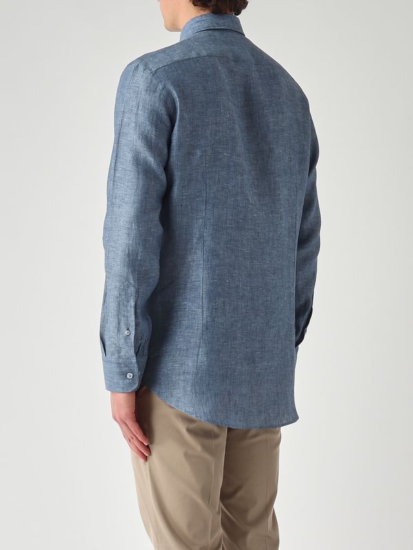 4. Men's Roma linen shirt Blue Melange Etro mrib000299tu3f3