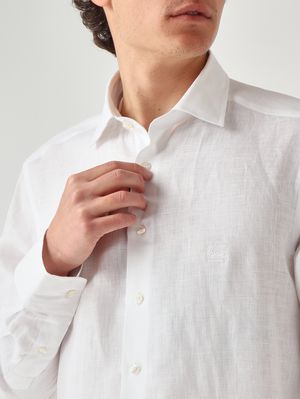 5. Camicia uomo Roma in lino Bianco