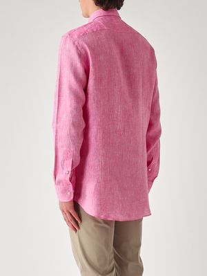 4. Camicia uomo Roma in lino Fragola