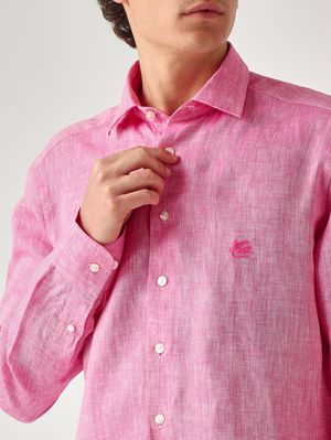 5. Camicia uomo Roma in lino Fragola