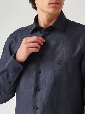5. Camicia uomo Roma in lino Navy