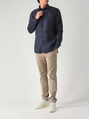 2. Camicia uomo Roma in lino Navy