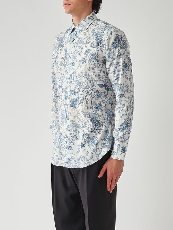 3. Herrenhemd Fuji aus Stretch-Baumwolle Weiß-Blau Etro mrib000599saeg8