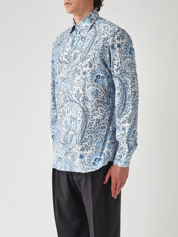 3. Herrenhemd Roma 8 P.C. aus Stretch-Baumwoll-Jacquard Weiß-Blau Etro mrib002599saeg2
