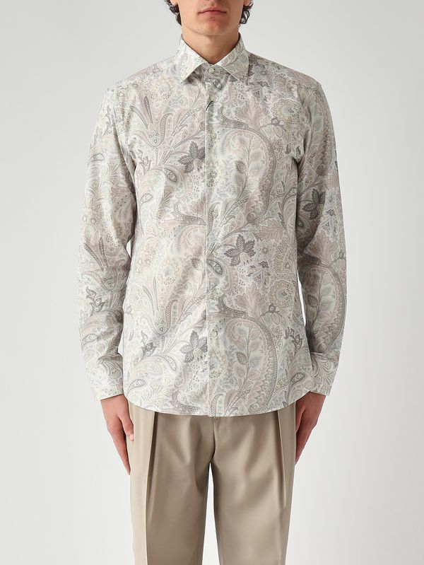 1. Herrenhemd Roma 8 P.C. aus Stretch-Baumwoll-Jacquard Weiß-Salbei Etro mrib002599saeg2