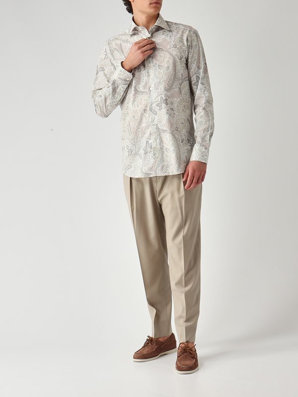 2. Herrenhemd Roma 8 P.C. aus Stretch-Baumwoll-Jacquard Weiß-Salbei Etro mrib002599saeg2