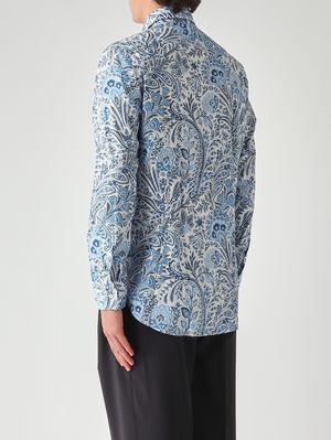 4. Herrenhemd Roma 8 P.C. aus Stretch-Baumwoll-Jacquard Weiß-Blau