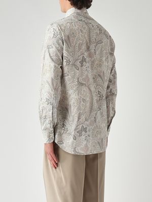 4. Camicia uomo Roma 8 P.C. in jaquard di cotone stretch Bianco-Salvia