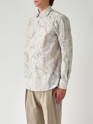 3. Camicia uomo Roma 8 P.C. in jaquard di cotone stretch Bianco-Salvia