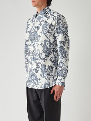 3. Herrenhemd ROMA 8 P.C. aus Stretch-Baumwolle Weiß-Blau