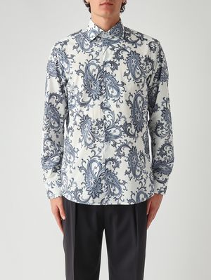 1. Herrenhemd ROMA 8 P.C. aus Stretch-Baumwolle Weiß-Blau