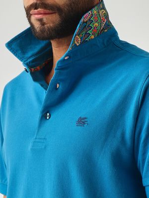 5. Polo homme Roma en piqué de coton Céruléen