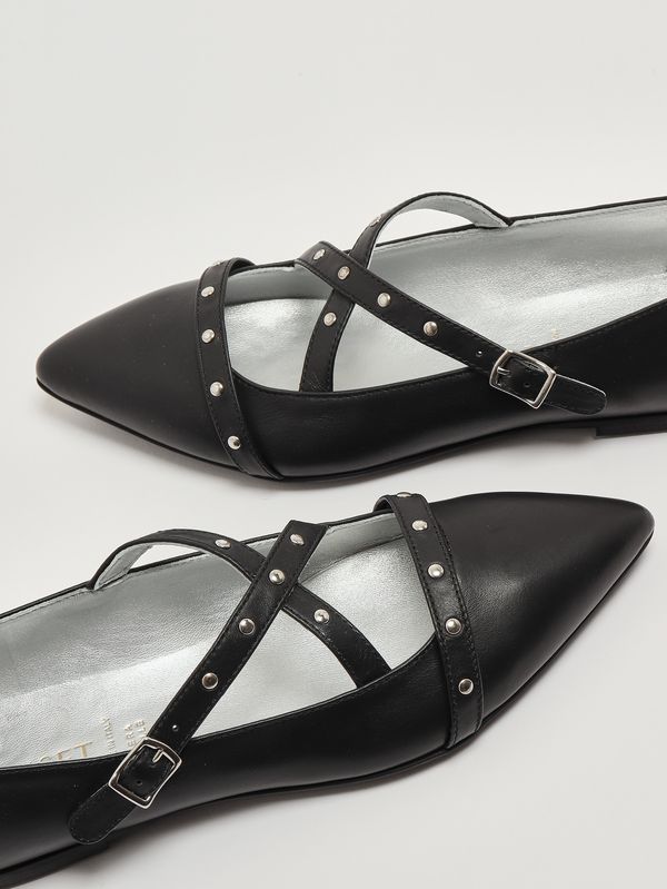 4. Leather ballet flats for girls Black Twinset 261gcj020