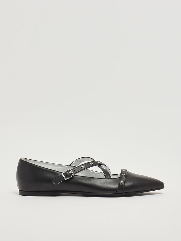 1. Leather ballet flats for girls Black Twinset 261gcj020