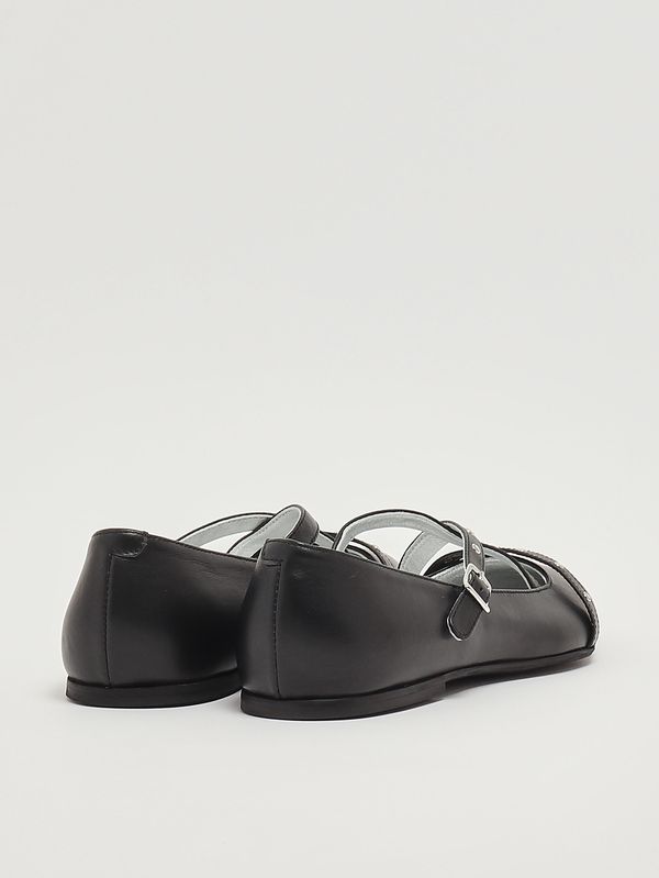 3. Leather ballet flats for girls Black Twinset 261gcj020