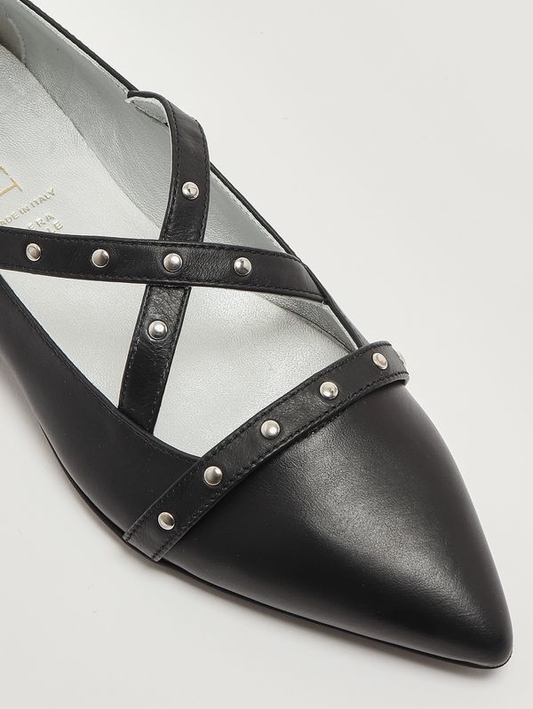 5. Leather ballet flats for girls Black Twinset 261gcj020