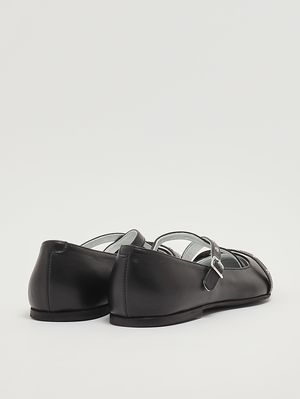 3. Leather ballet flats for girls Black