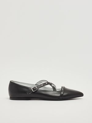 1. Leather ballet flats for girls Black