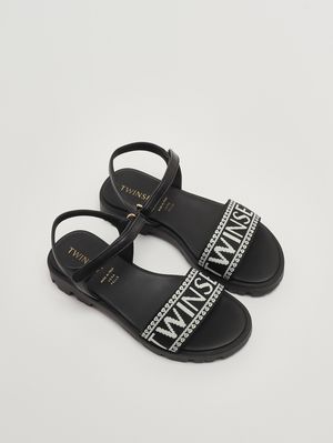 2. Sandale en cuir pour fille Noir-Blanc