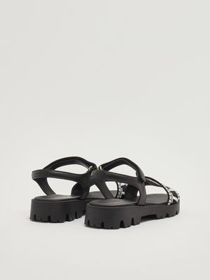 3. Sandale en cuir pour fille Noir-Blanc