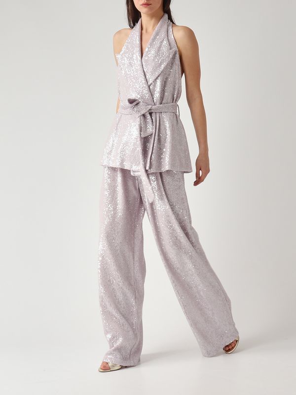 2. Pantalón de mujer New Arizona en tejido de lentejuelas Lila Twentyfourhaitch a0076