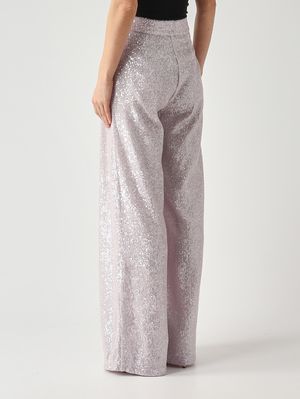 4. Pantalón de mujer New Arizona en tejido de lentejuelas Lila