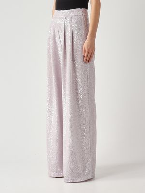 3. Pantalón de mujer New Arizona en tejido de lentejuelas Lila