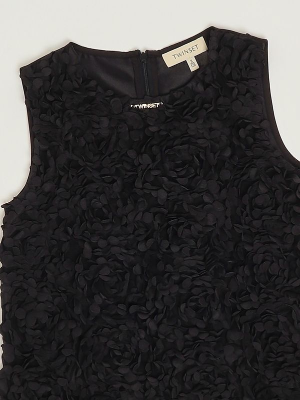 3. Robe fille en satin avec ruches Noir Twinset 261gj2q62