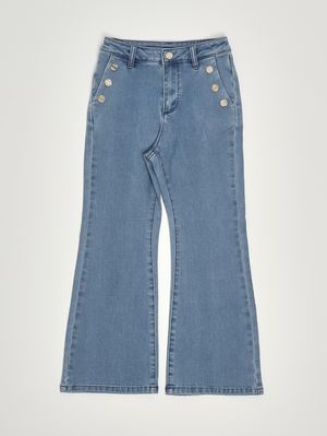 1. Mädchenjeans aus Baumwollmischung Mittleres Denim