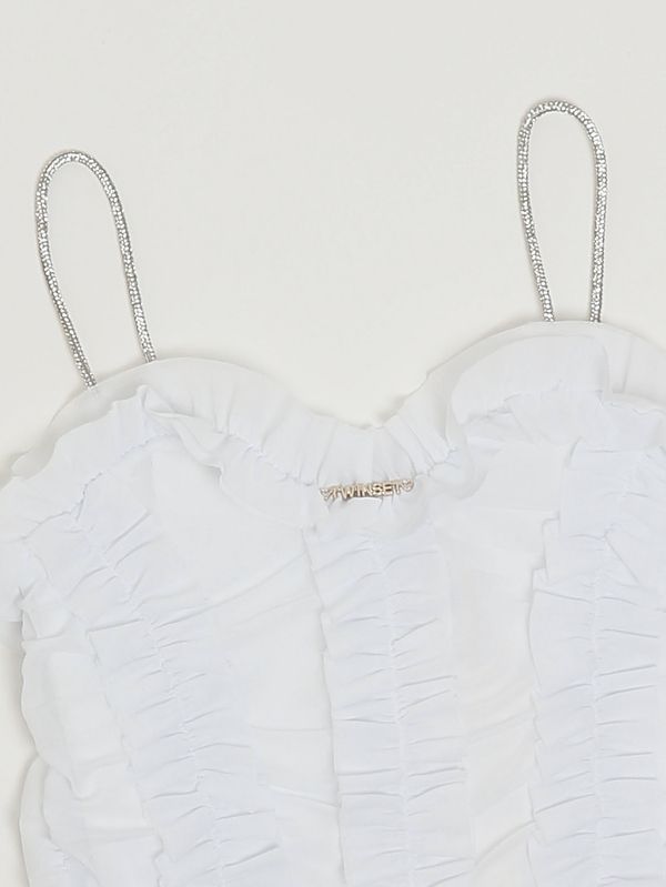 3. Top fille en tulle à volants Blanc Twinset 261gj2181