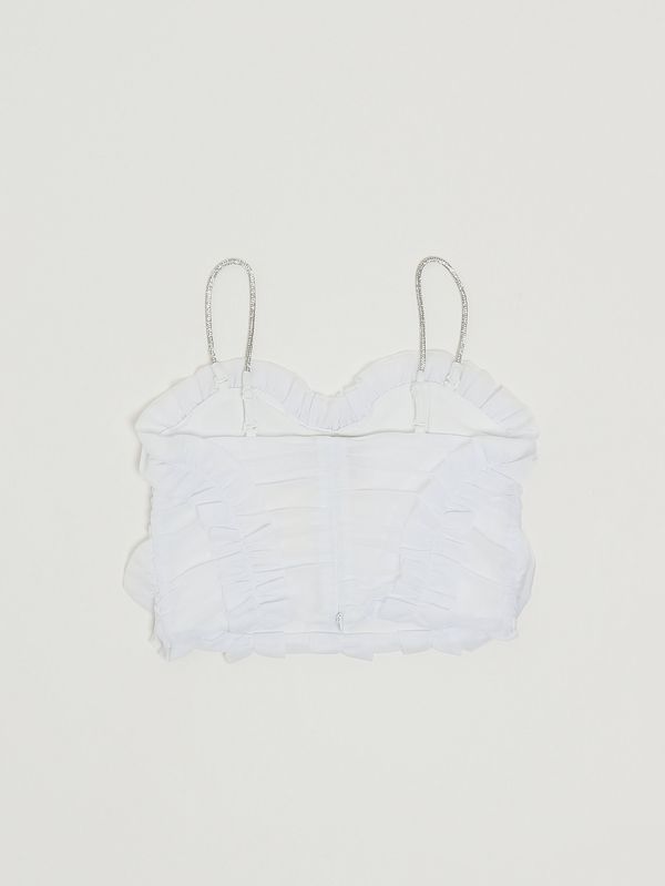 2. Top fille en tulle à volants Blanc Twinset 261gj2181