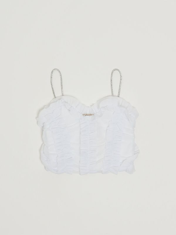 Top para niña de tul con volantes Blanco Twinset