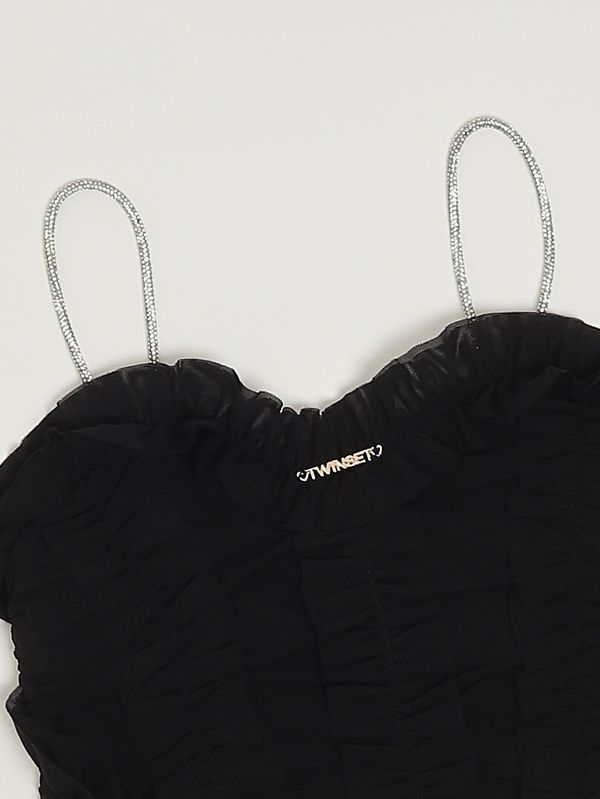 3. Girls' tulle top with ruffles Black Twinset 261gj2181
