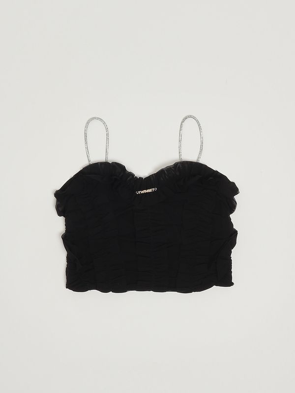 Top para niña de tul con volantes Negro Twinset