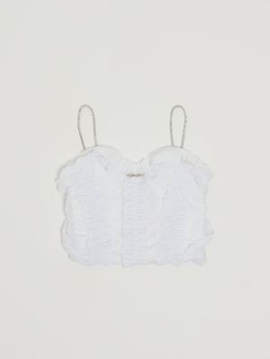 1. Top fille en tulle à volants Blanc