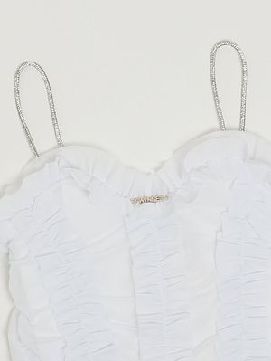 3. Top fille en tulle à volants Blanc