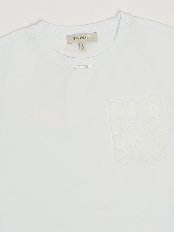 3. T-shirt bambina in cotone stretch Bianco Twinset 261gj2q63