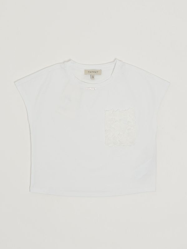 1. T-shirt bambina in cotone stretch Bianco Twinset 261gj2q63