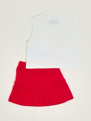 2. Ensemble pour nouveau-né en coton Blanc-Rouge